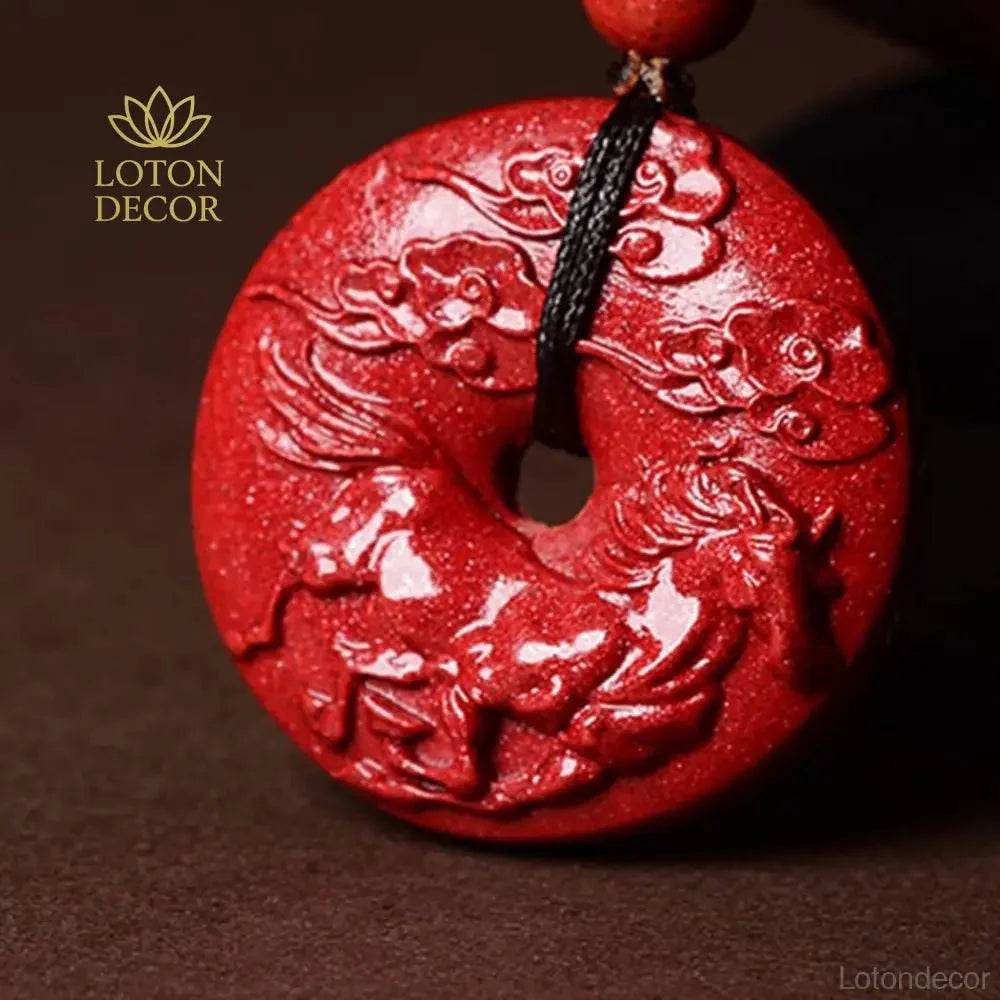 Zodiac Cinnabar Pendant Necklace – Feng Shui Reiki Crystal Amulet - Loton Decor