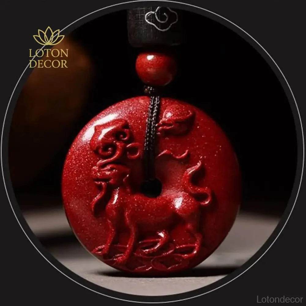 Zodiac Cinnabar Pendant Necklace – Feng Shui Reiki Crystal Amulet - Loton Decor