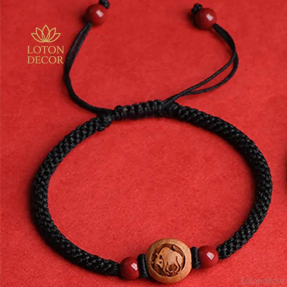 Zodiac Cinnabar Red String Bracelet – Lucky Wealth Charm - Loton Decor