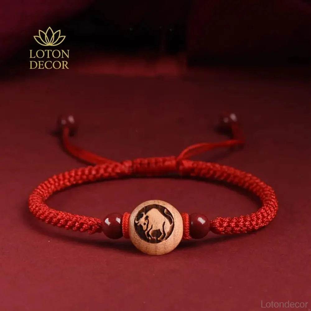 Zodiac Cinnabar Red String Bracelet – Lucky Wealth Charm - Loton Decor