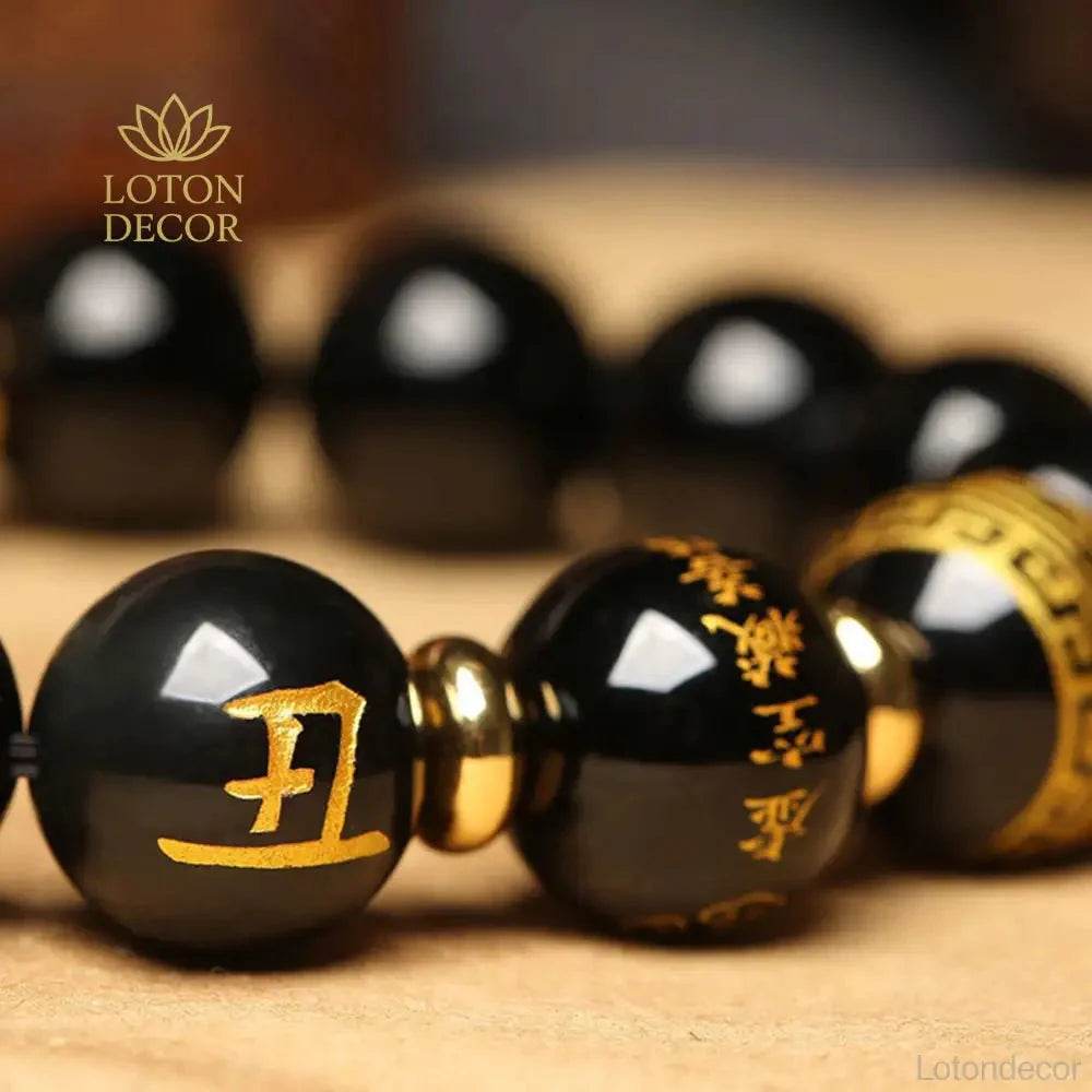 Zodiac Obsidian Bracelet – Feng Shui Wealth Crystal Charm - Loton Decor